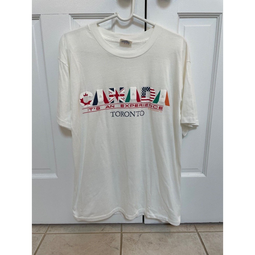 Vintage 90s CityScape Toronto Canada T Shirt Men's XL‎ Single Stitch White